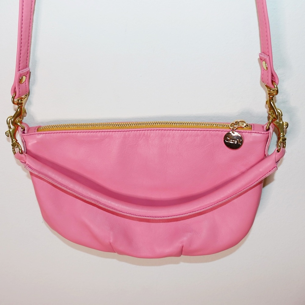 SOLD! ❤️ Clare V. Petit Moyen Messenger Satchel Bag In Pink Petal - Picture 7 of 16